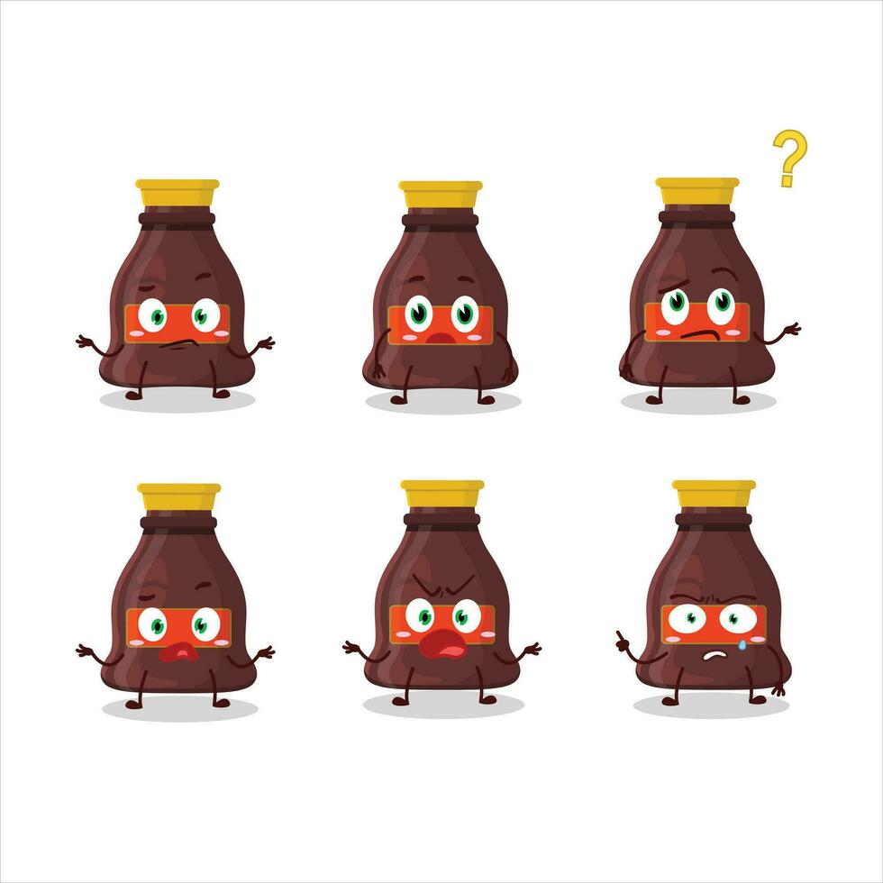 cartone animato personaggio di soia salsa con che cosa espressione vettore