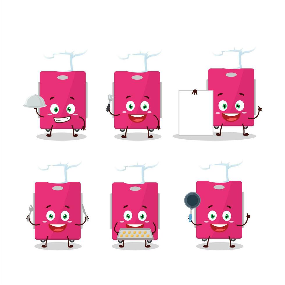 cartone animato personaggio di rosa bagagli con vario capocuoco emoticon vettore