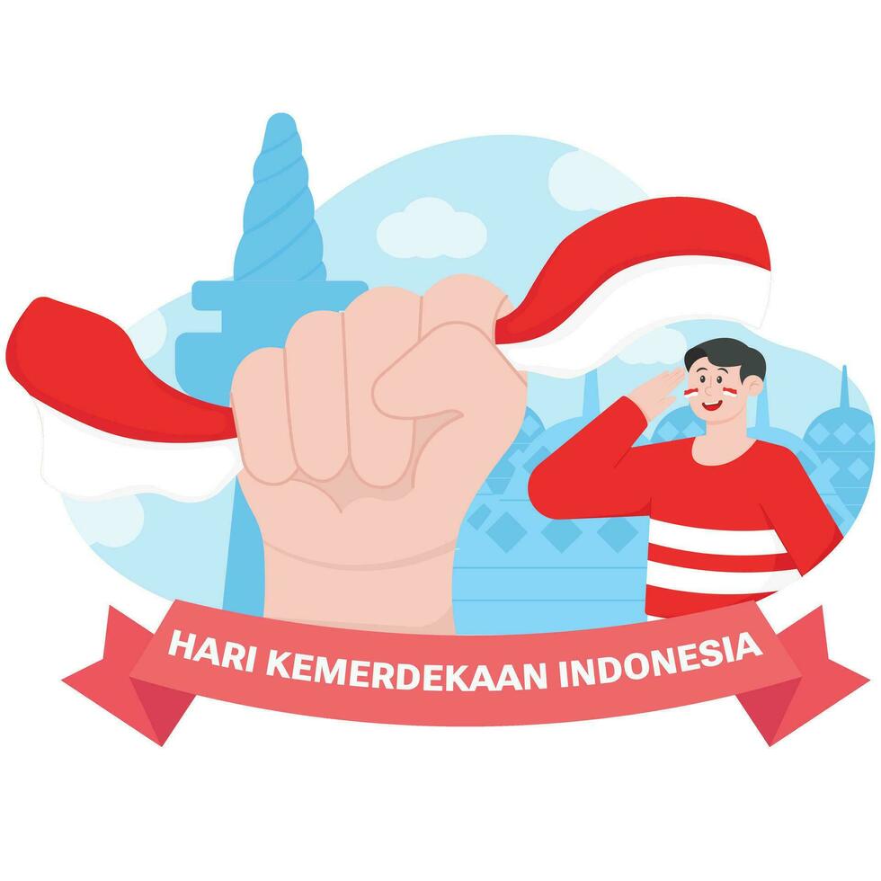 nel onore di dell'Indonesia indipendenza giorno illustrazione vettore