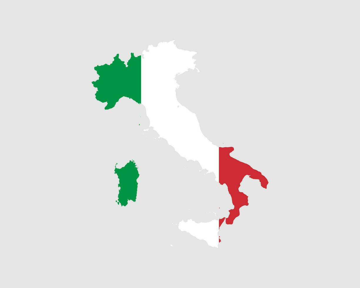Italia carta geografica bandiera. carta geografica di il italiano repubblica con il italiano nazione striscione. vettore illustrazione.