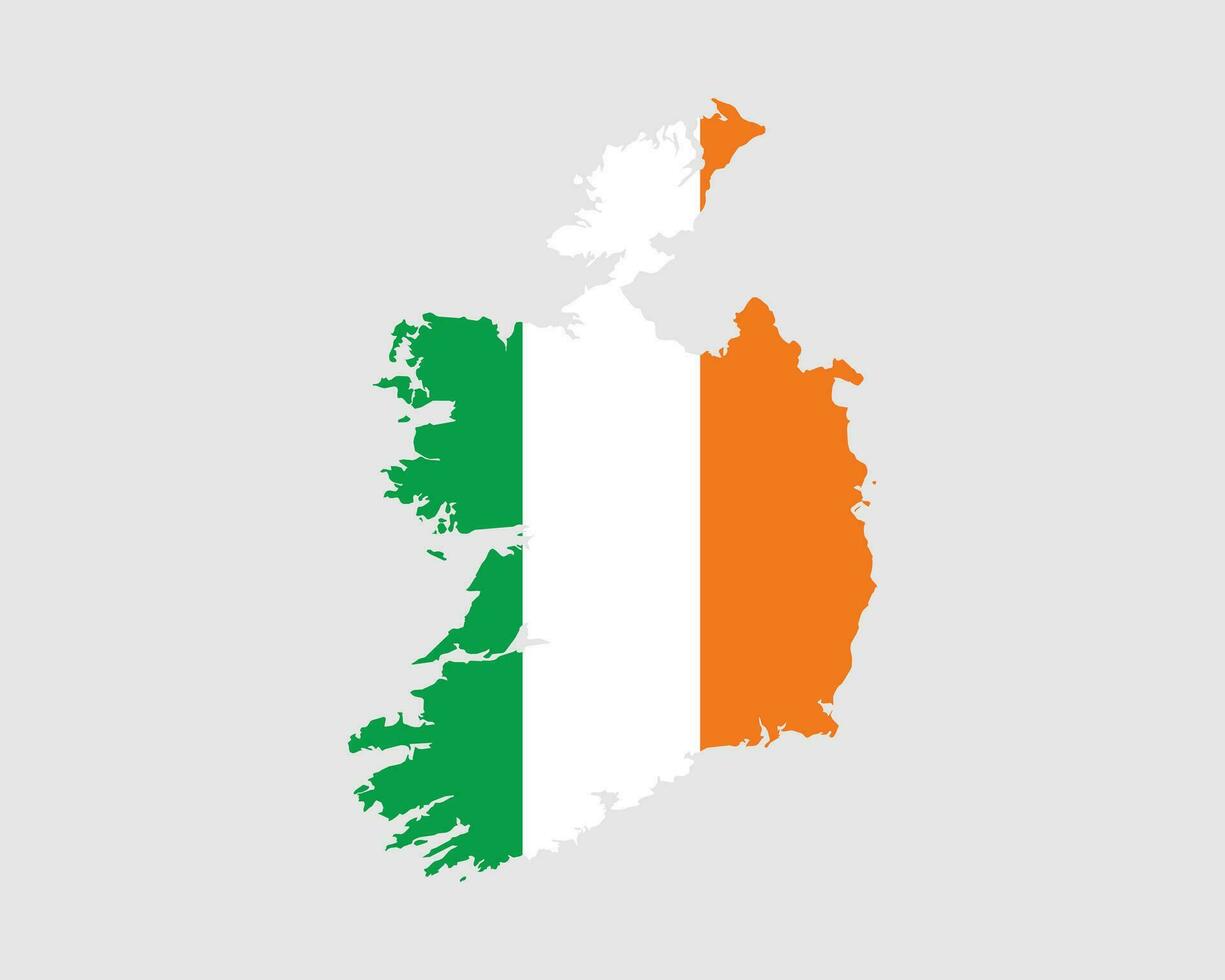 repubblica di Irlanda bandiera carta geografica. carta geografica di il repubblica di Irlanda con il irlandesi nazione striscione. vettore illustrazione.