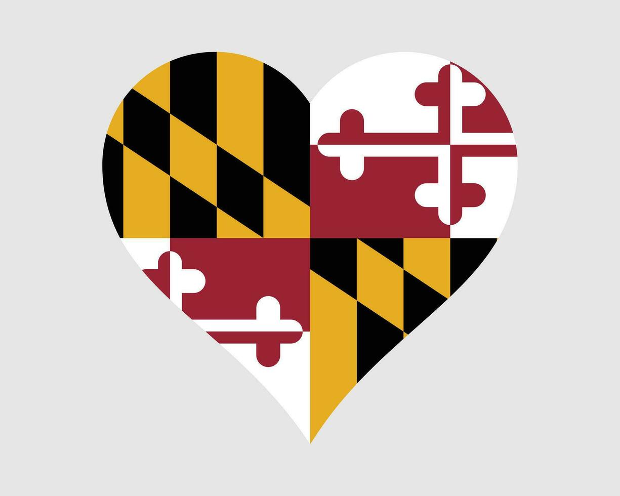 Maryland Stati Uniti d'America cuore bandiera vettore