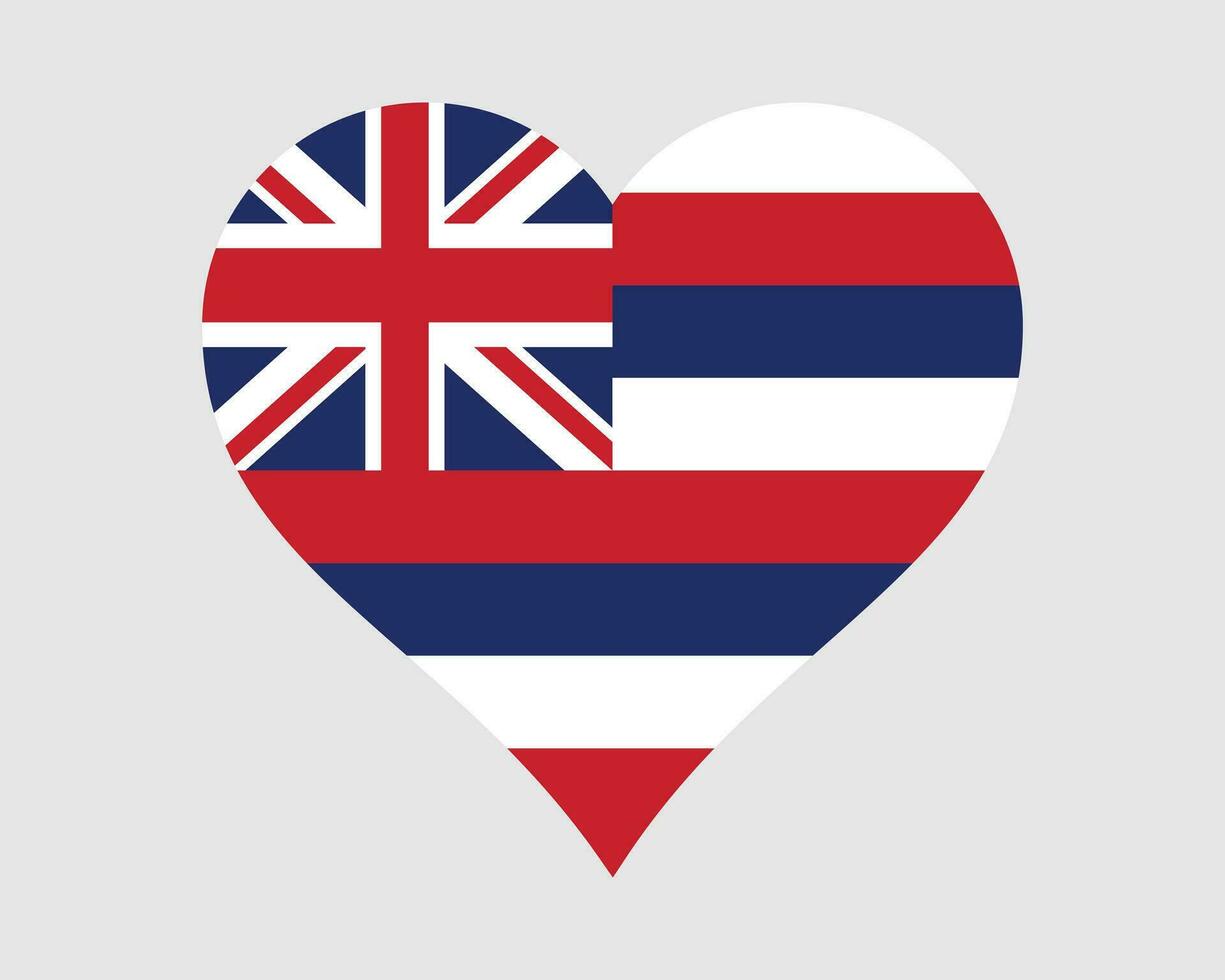 Hawaii Stati Uniti d'America cuore bandiera. Ciao noi amore forma stato bandiera. hawaiano unito stati di America bandiera icona cartello simbolo clipart. eps vettore illustrazione.