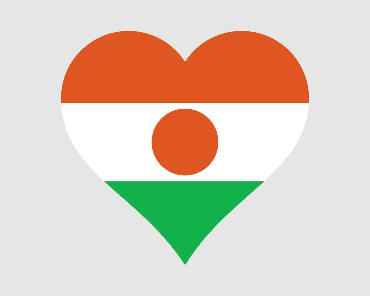 Niger cuore bandiera. nigeriano amore forma nazione nazione nazionale bandiera. repubblica di il Niger bandiera icona cartello simbolo. eps vettore illustrazione.