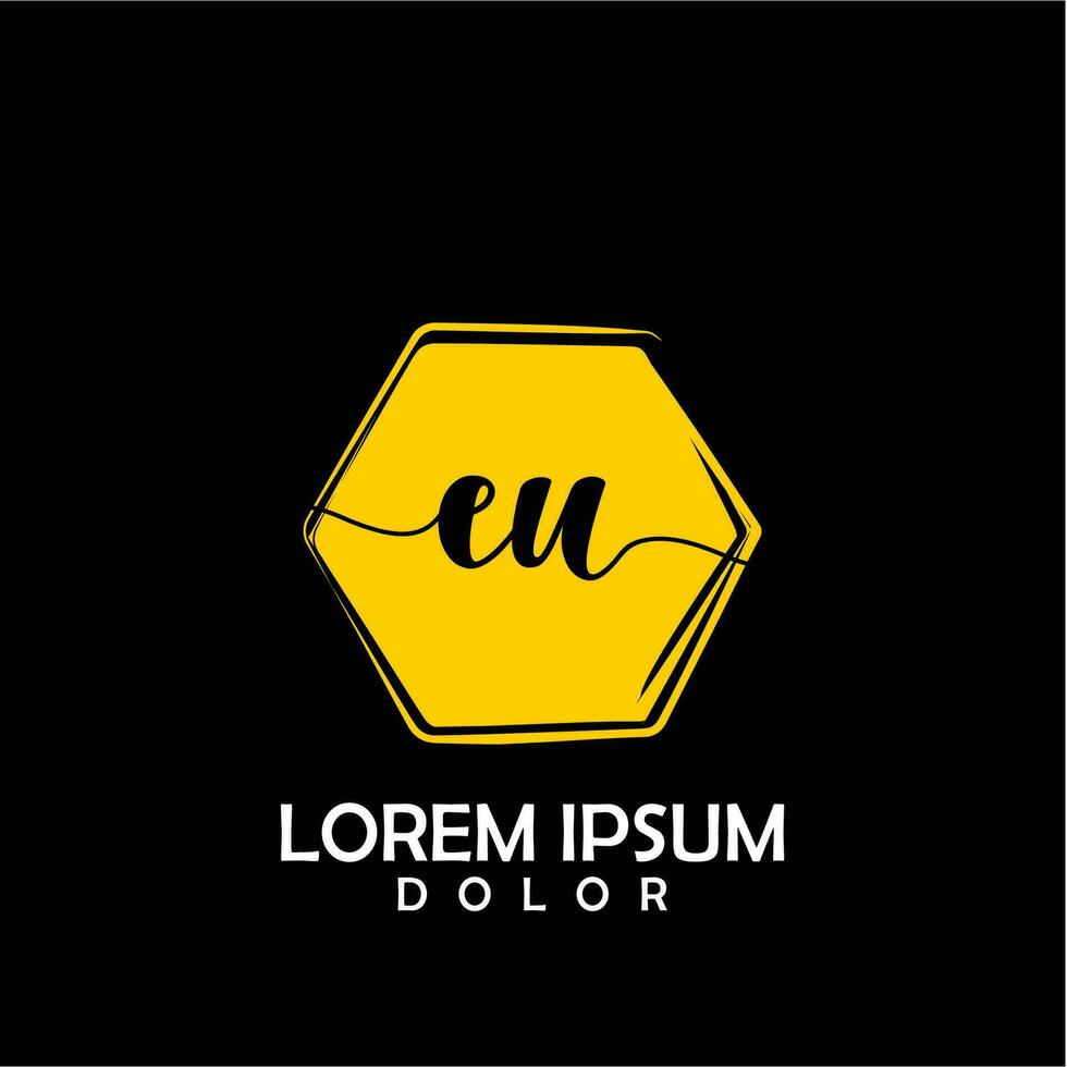 Unione Europea iniziale lettera grafia logo con cerchio spazzola modello vettore