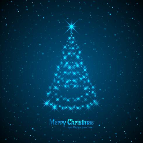 Merry christmas card con disegno albero decorativo vettore