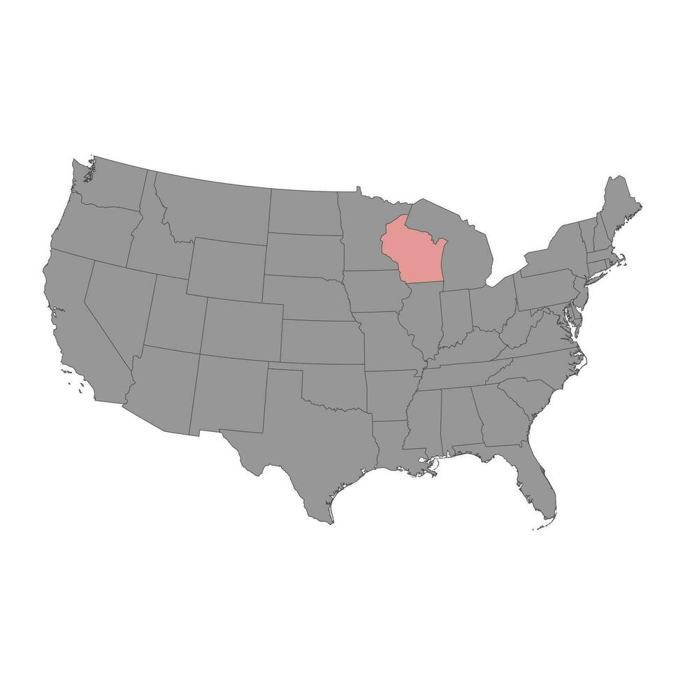 Wisconsin stato carta geografica. vettore illustrazione.