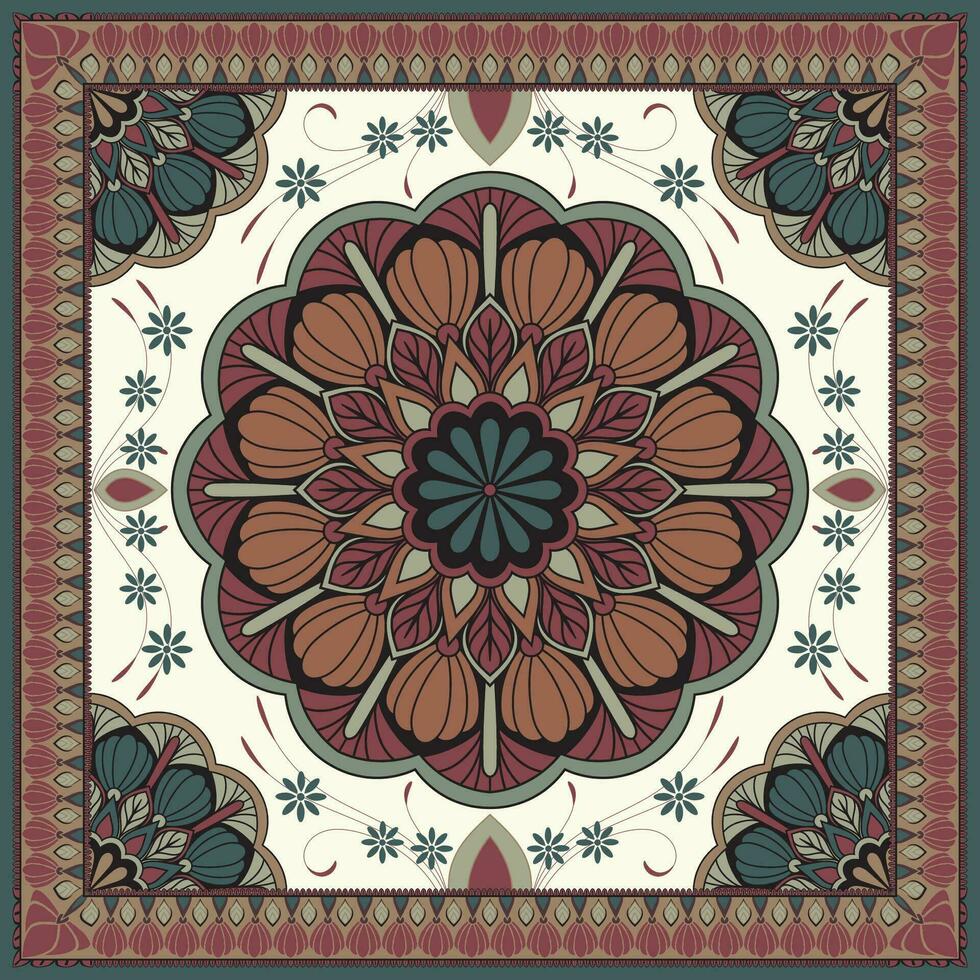 colorato ornamentale vettore design per tappeto, tapis, yoga stuoia. geometrico etnico clipart. arabo ornamentale tappeto con decorativo elementi.persian tappeto