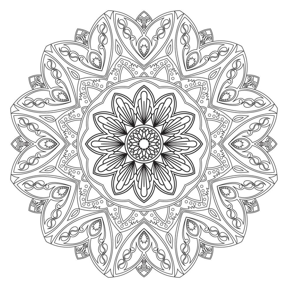 cerchio sagomato mandala. intricato fiore petali meditazione meditazione confine. simmetrico. etnico tribale. vettore