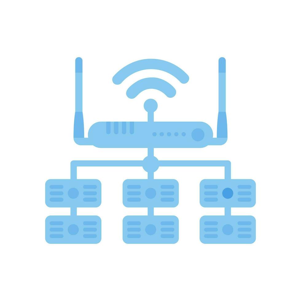 server collegato per il router. IoT e automazione concetto. isolato. vettore. vettore