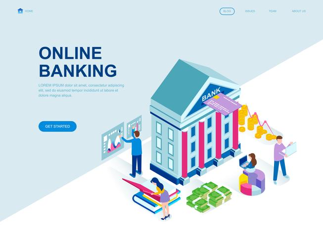 Concetto isometrico moderno design piatto di Online Banking vettore