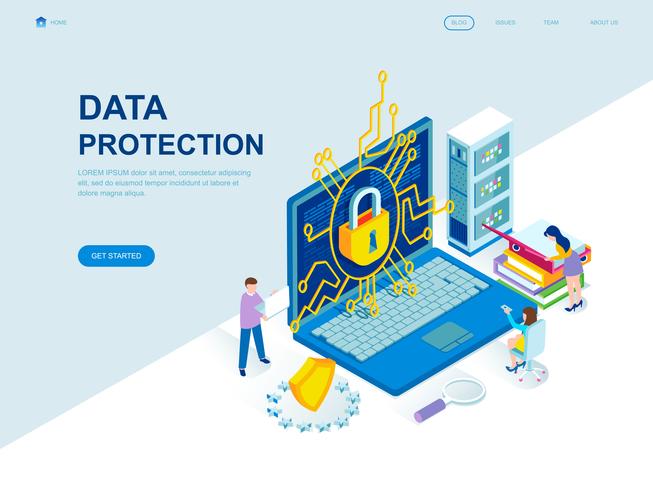 Concetto isometrico moderno design piatto di protezione dei dati vettore