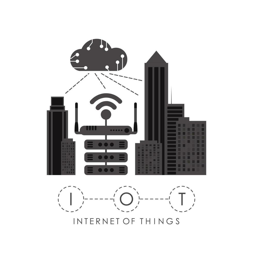 città collegato per il Internet. IoT concetto. bene per siti web e presentazioni. vettore illustrazione.