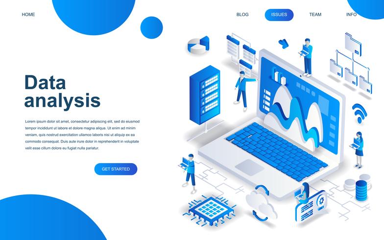 Concetto di design isometrico moderno di Big Data Analysis vettore