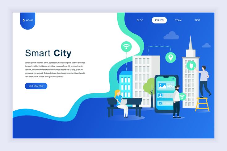 Moderno concetto di design piatto di Smart City vettore