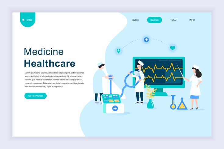 Moderno concetto di design piatto di medicina e assistenza sanitaria online vettore