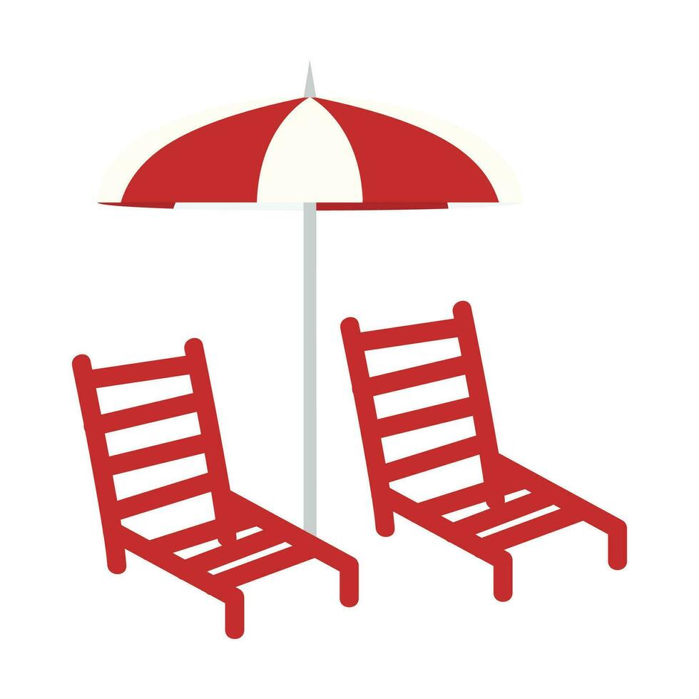 sedia e spiaggia ombrello per vacanza vettore