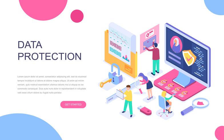 Concetto isometrico moderno design piatto di protezione dei dati vettore