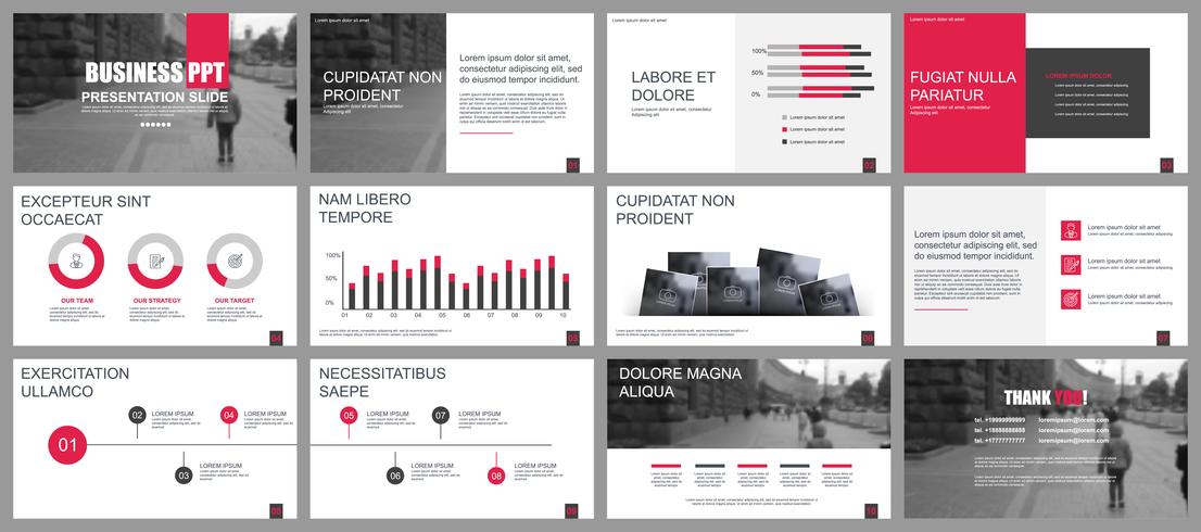 La presentazione aziendale fa scorrere i modelli dagli elementi infographic. vettore