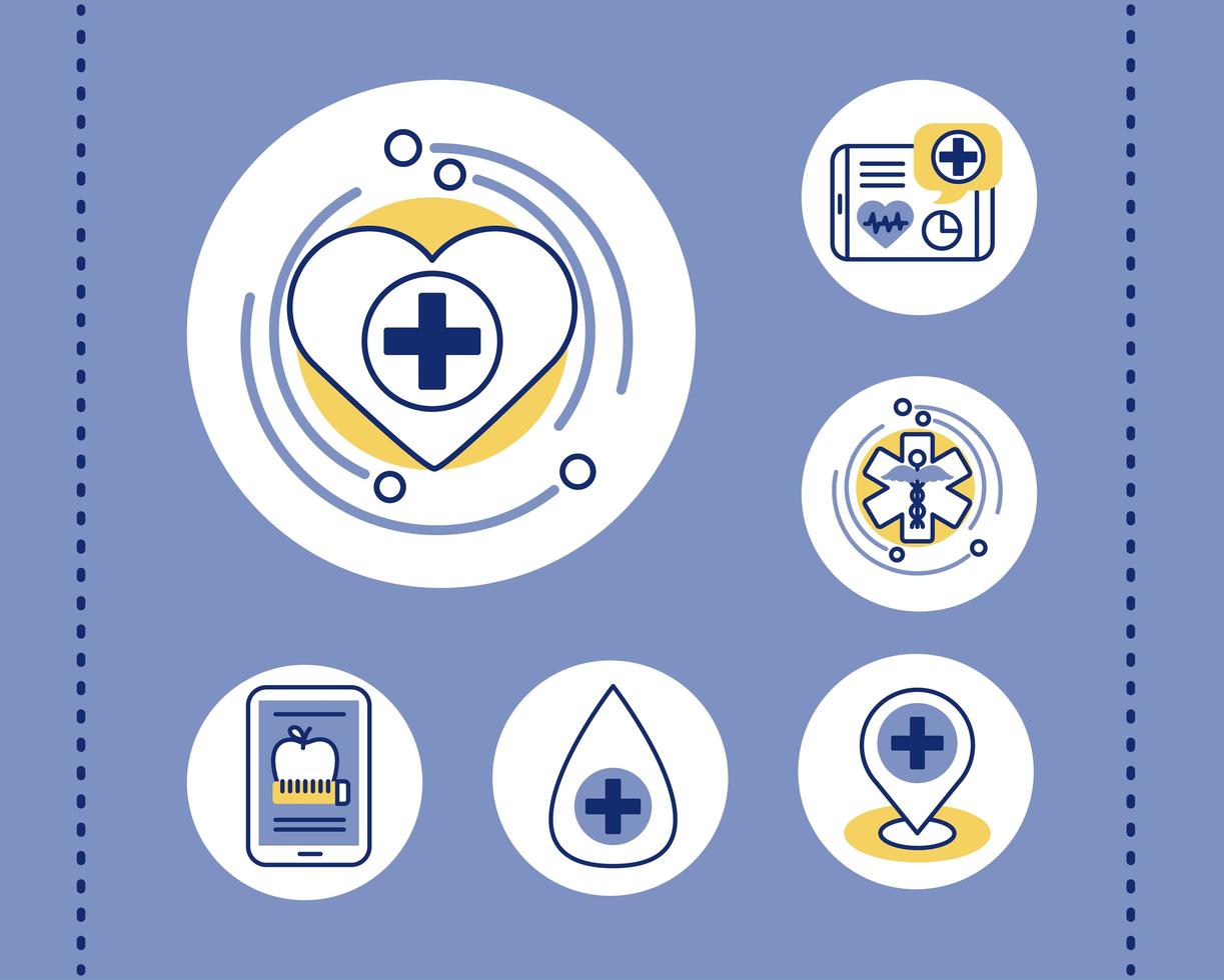 pacchetto di icone online per la salute vettore
