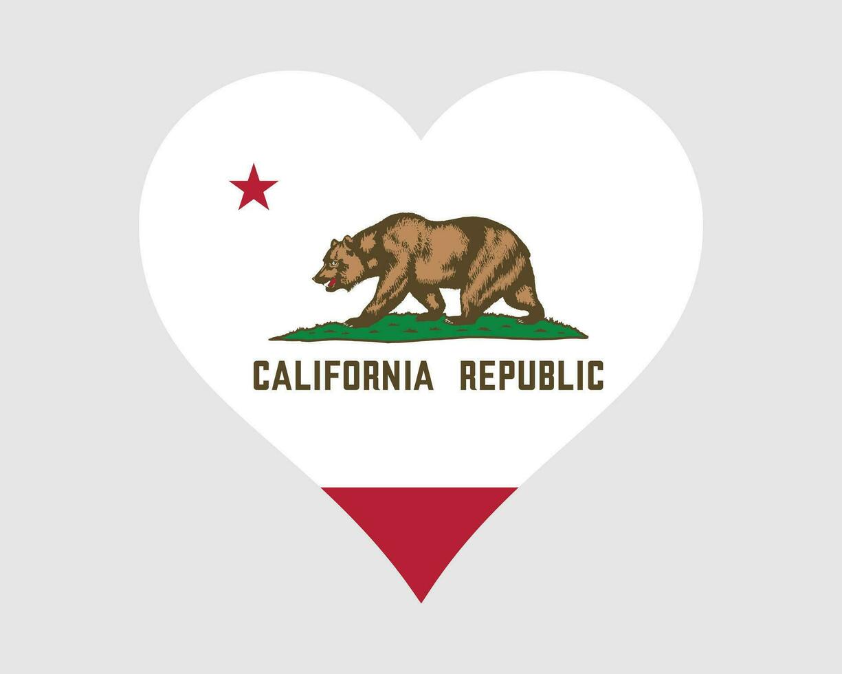 California Stati Uniti d'America cuore bandiera. circa noi amore forma stato bandiera. cali d'oro stato unito stati di America bandiera icona cartello simbolo clipart. eps vettore illustrazione.