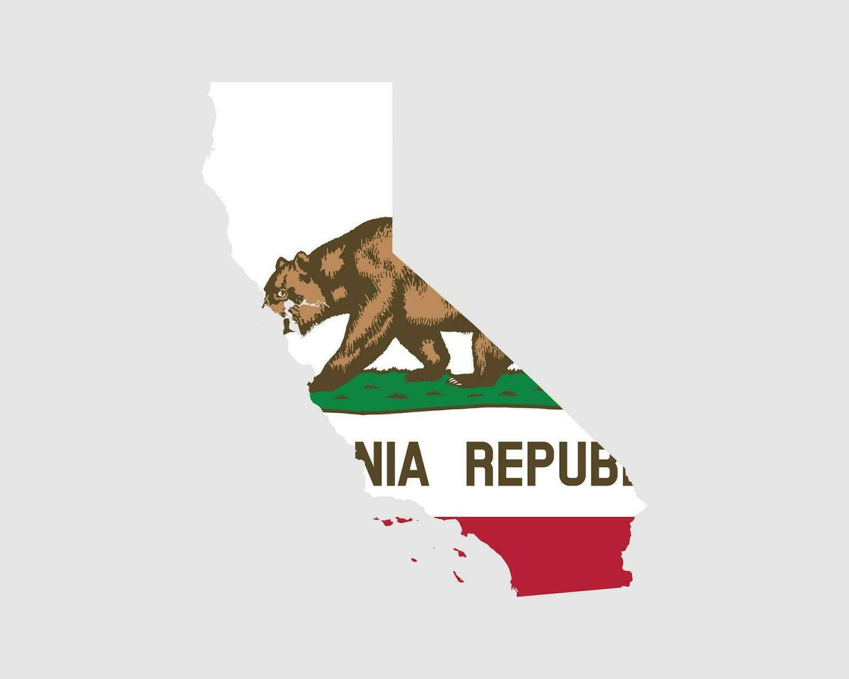 California carta geografica bandiera. carta geografica di California, Stati Uniti d'America con il californiano stato bandiera. unito stati, America, americano, unito stati di America, noi, circa stato striscione. vettore illustrazione.