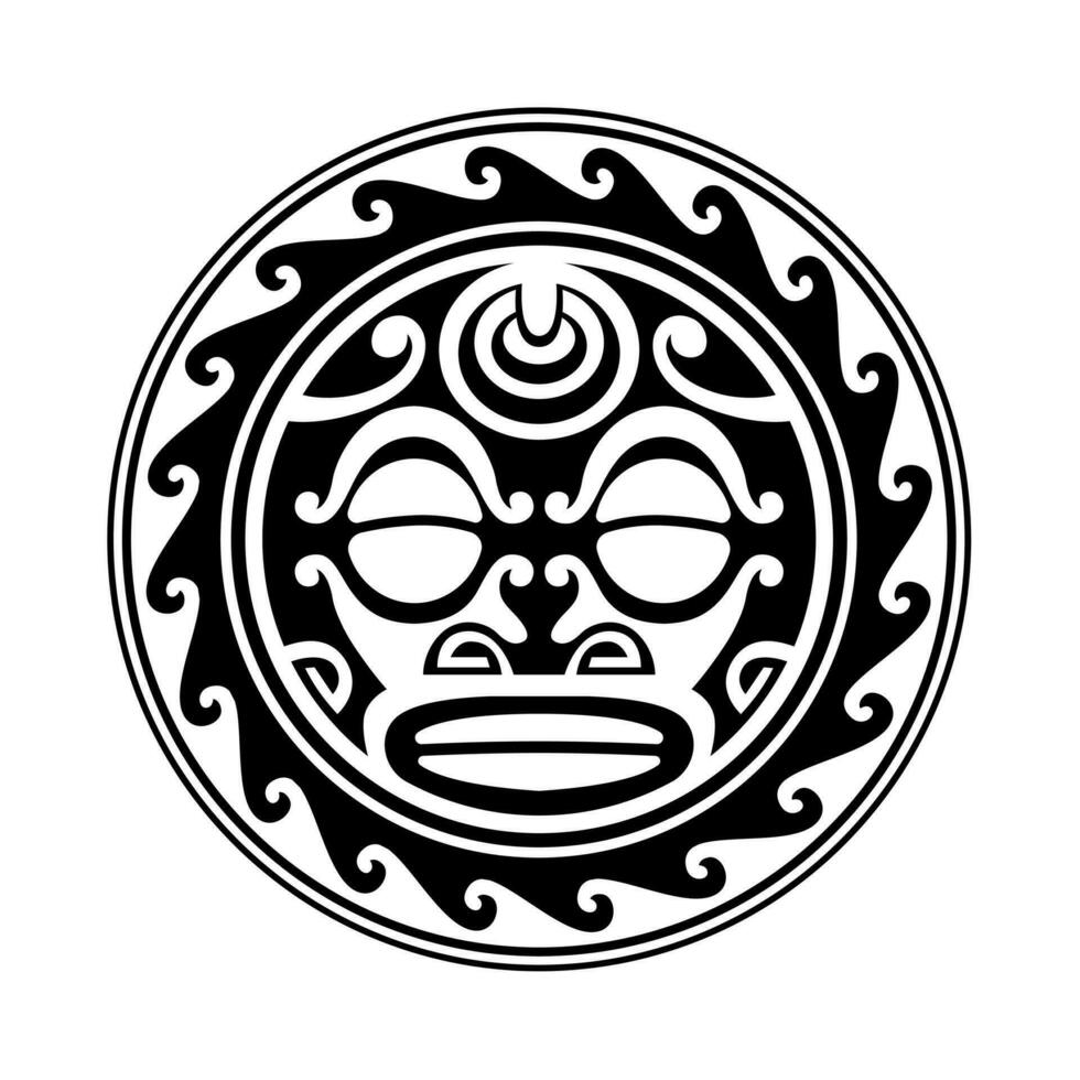 tradizionale maori il giro tatuaggio design. modificabile vettore illustrazione. etnico cerchio ornamento. africano maschera.