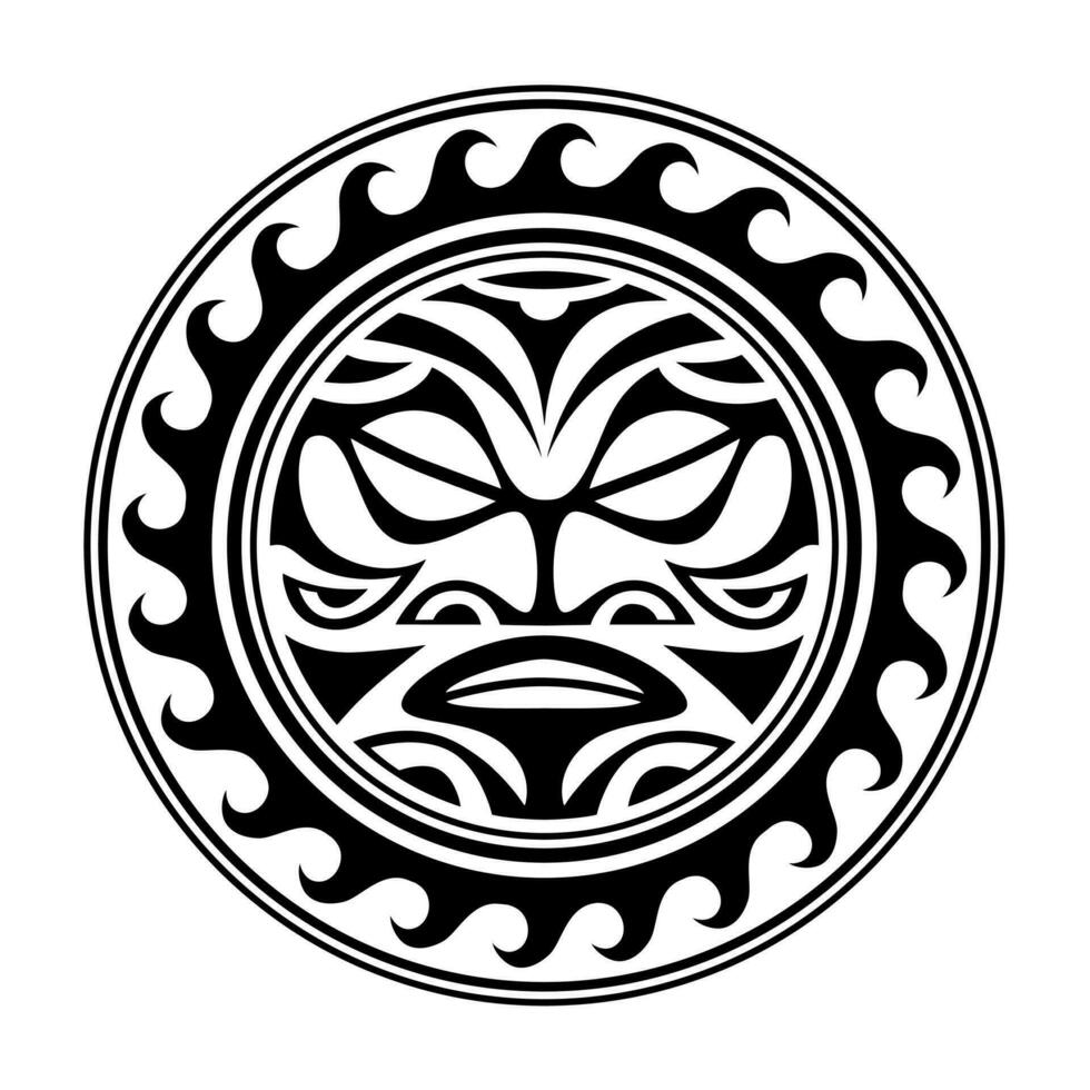 tradizionale maori il giro tatuaggio design. modificabile vettore illustrazione. etnico cerchio ornamento. africano maschera.