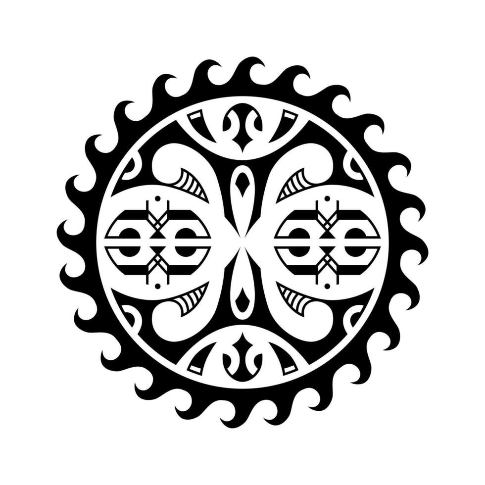 tradizionale maori il giro tatuaggio design. modificabile vettore illustrazione. etnico cerchio ornamento. africano maschera.