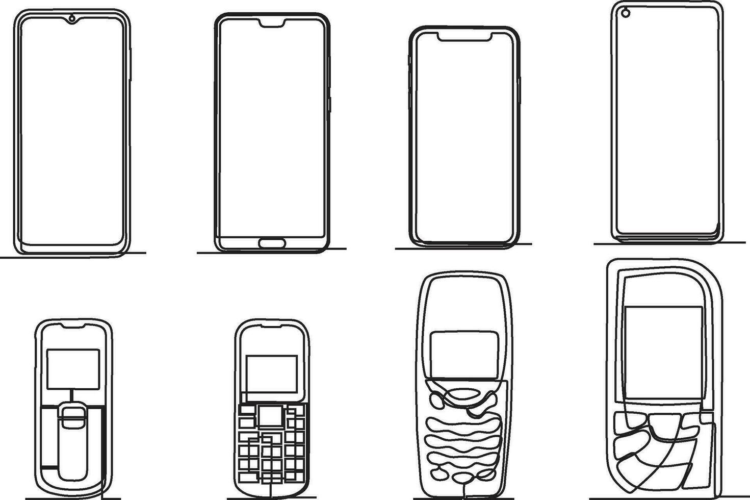 continuo linea arte vettore illustrazione impostato di comunicazione utensili