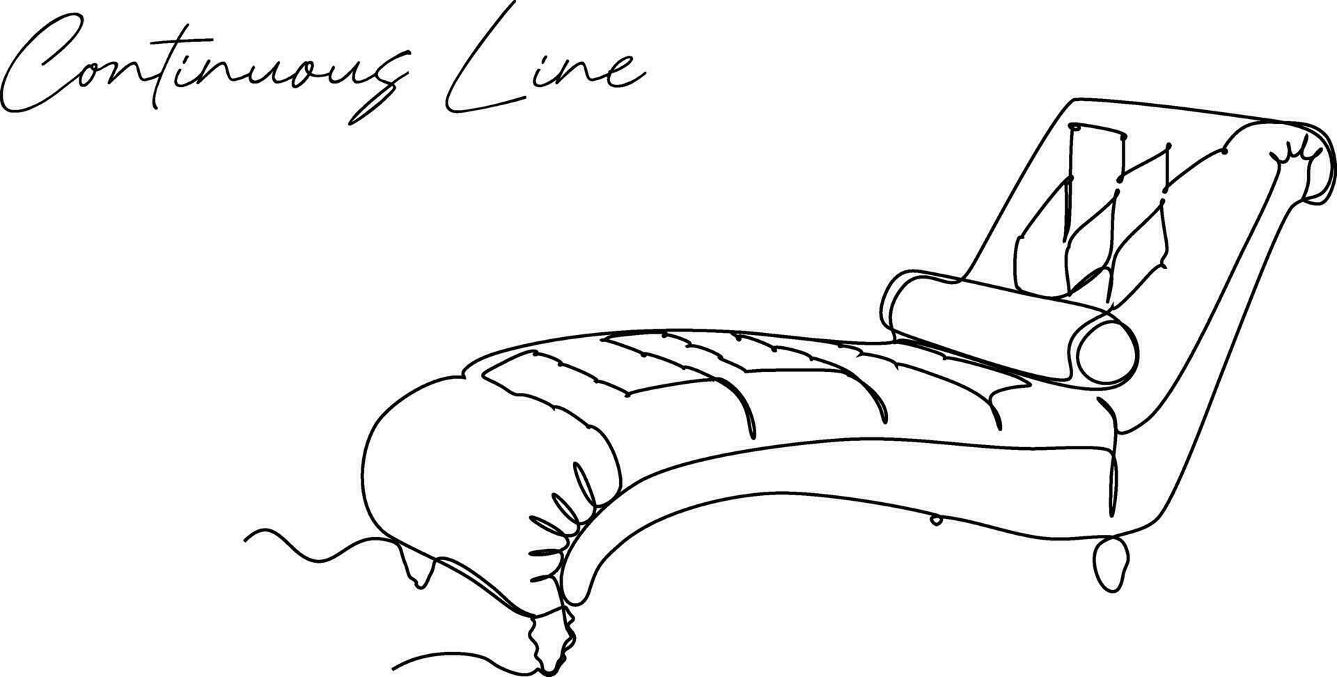 continuo linea disegno di lungo sedia vettore