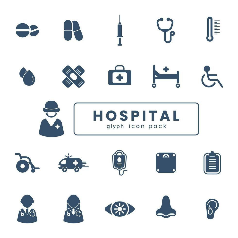 ospedale e medico glifo icona impostato vettore