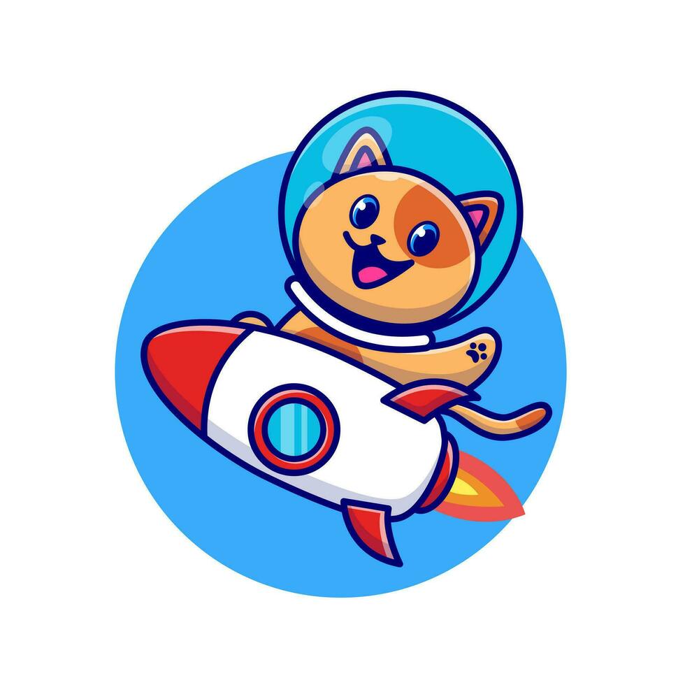 carino gatto astronauta equitazione razzo cartone animato vettore icona illustrazione. animale tecnologia icona concetto isolato premio vettore. piatto cartone animato stile