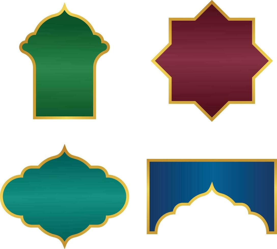 telaio Ramadan. islamico finestre e archi con moderno boho disegno, moschea cupola e lanterne.vettore professionista vettore