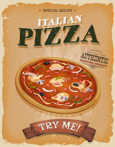 Grunge e Vintage Pizzeria Poster vettore