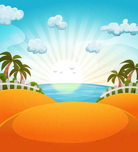 cartone animato paesaggio estivo spiaggia vettore