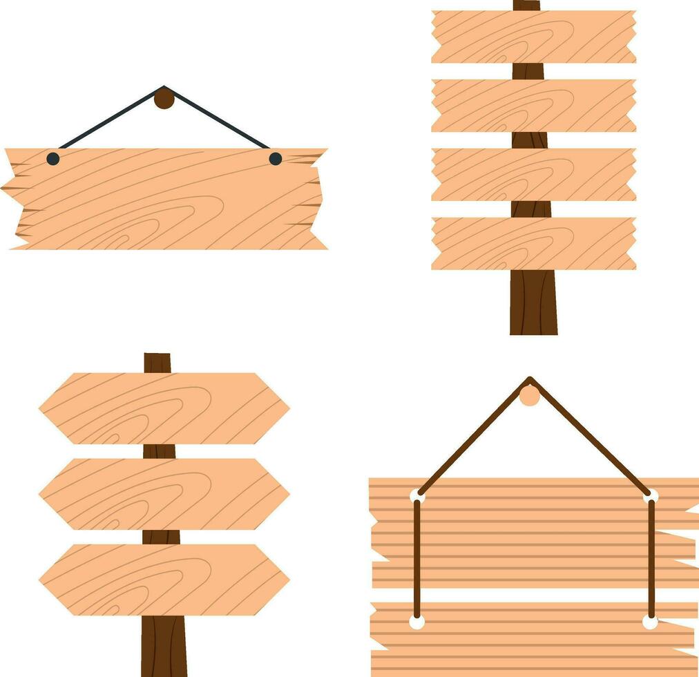 sospeso di legno asse, cartello nel cartone animato stile isolato su bianca sfondo azione vettore illustrazione. rustico asse, tavola con posto. vettore illustrazione