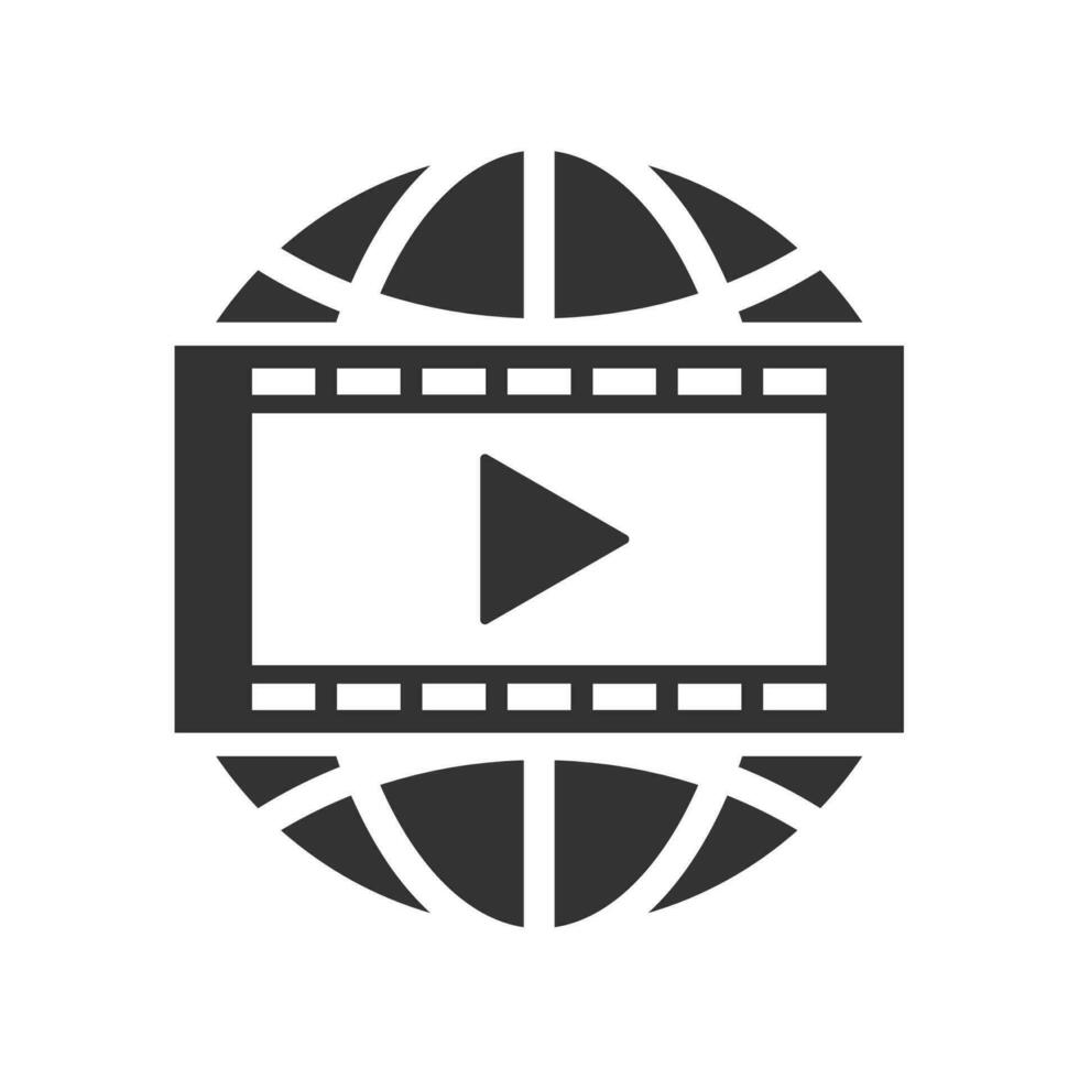 vettore illustrazione di globale video icona nel buio colore e bianca sfondo