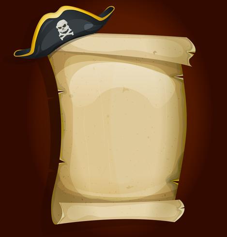 Pirata Hat On Old Scroll Pergamena vettore