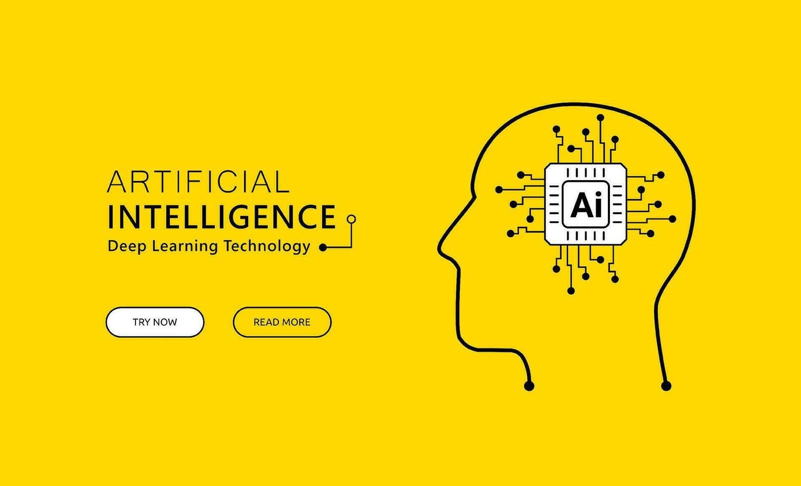 artificiale intelligenza atterraggio pagina design concetto, in profondità apprendimento Rete tecnologia su il testa simbolo vettore