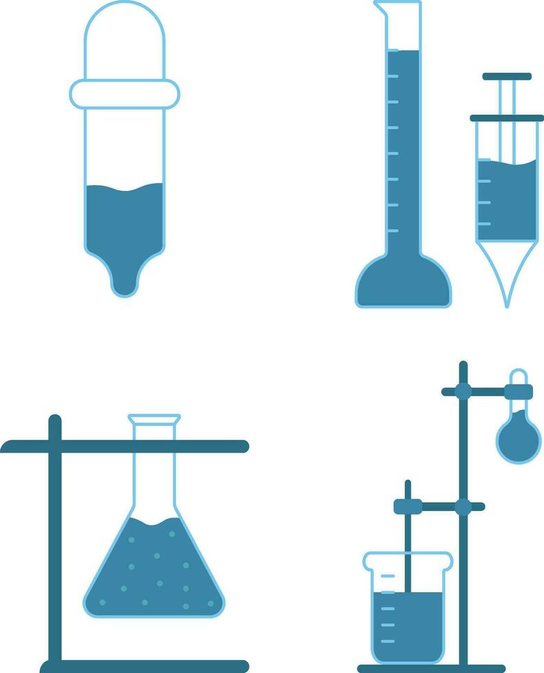 scienza laboratorio attrezzatura. test tubo, microscopio, atomo e molecola simbolo. vettore illustrazione