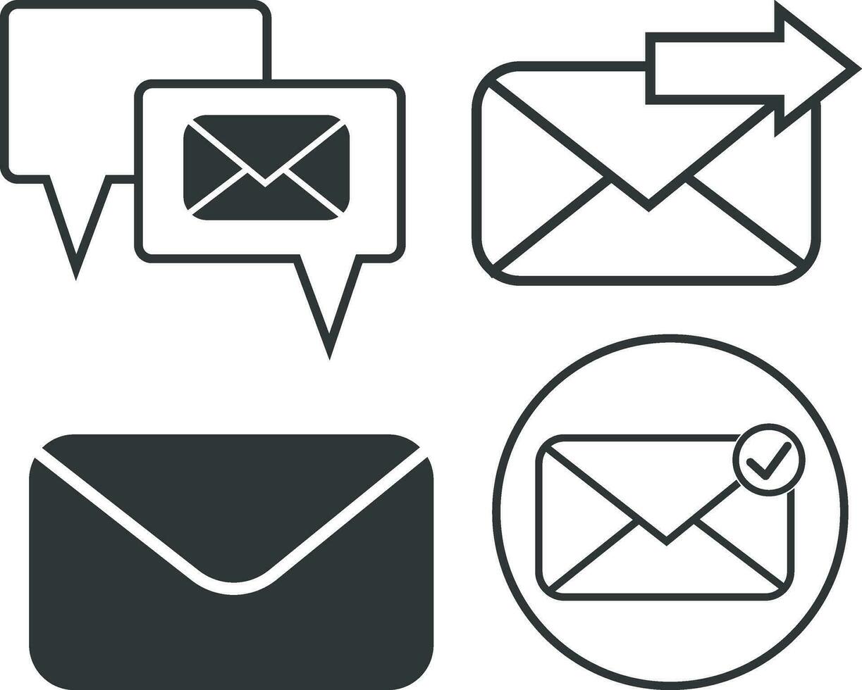 e-mail icona schema isolato sfondo. Aperto Busta pittogramma. linea lettera simbolo per sito web disegno, mobile app, ui. vettore illustrazione.