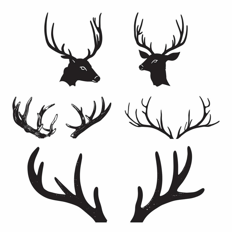 cervo ramificazione cervo a caccia silhouette vettore impostare.