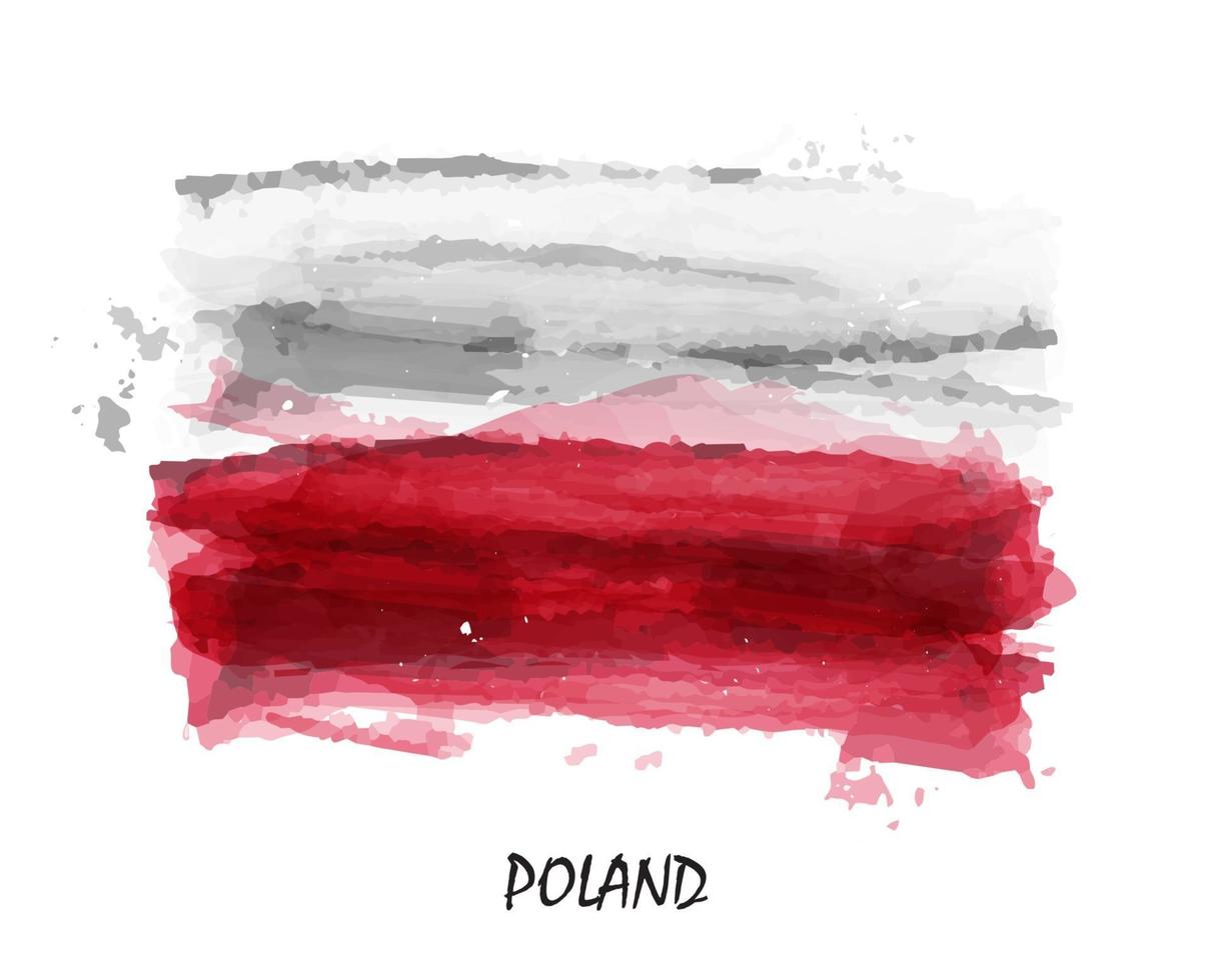 realistica pittura ad acquerello bandiera della polonia. vettore