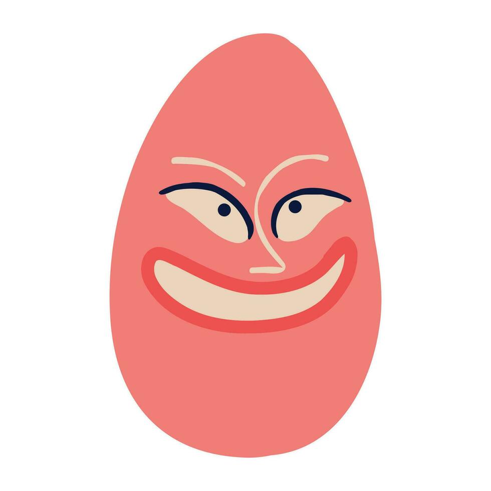 strambo Groovy rosso uovo. un' Groovy impaurito personaggio per Pasqua vettore