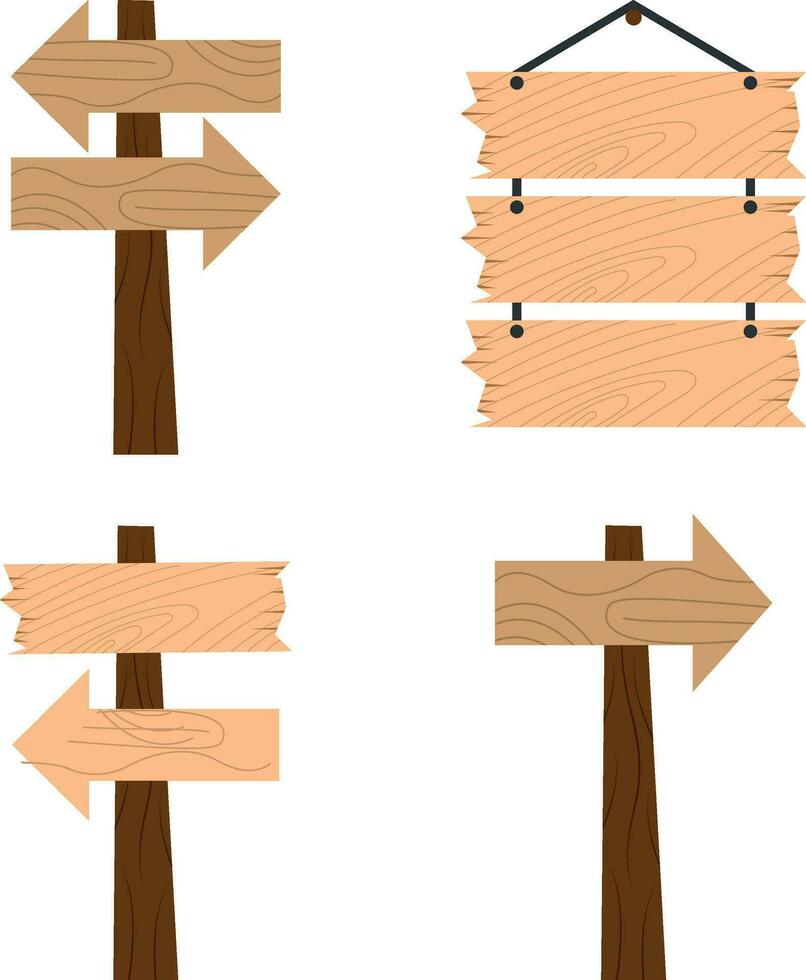 sospeso di legno asse, cartello nel cartone animato stile isolato su bianca sfondo azione vettore illustrazione. rustico asse, tavola con posto. vettore illustrazione
