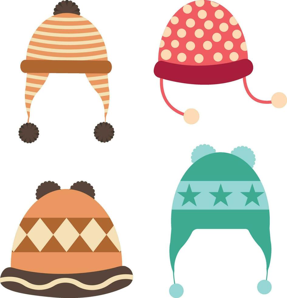 inverno cappello icona impostare. piatto impostato di inverno copricapo vettore icone per ragnatela design. vettore illustrazione.