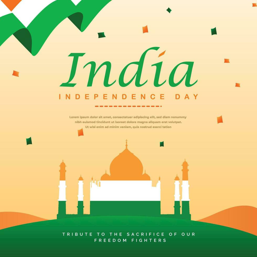 indiano contento indipendenza giorno crema sfondo sociale media inviare design vettore