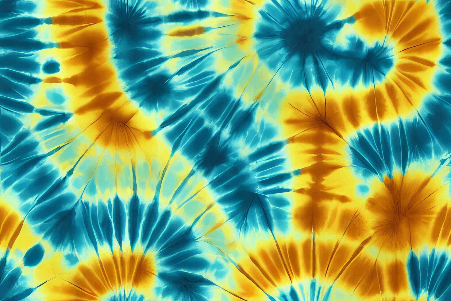 cravatta tintura shibori tye morire astratto batik spazzola inchiostro spirale turbine tessuto cerchio senza soluzione di continuità design verde Marrone buio blu colori dipingere retrò botanico geometrico ripetere disegno piastrella vettore , neon giallo blu