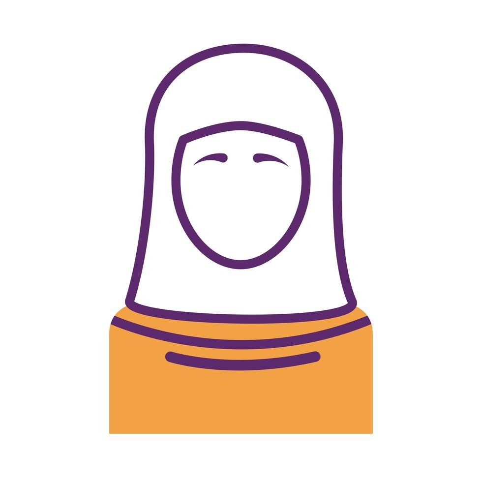 icona di stile della linea del personaggio femminile musulmano vettore